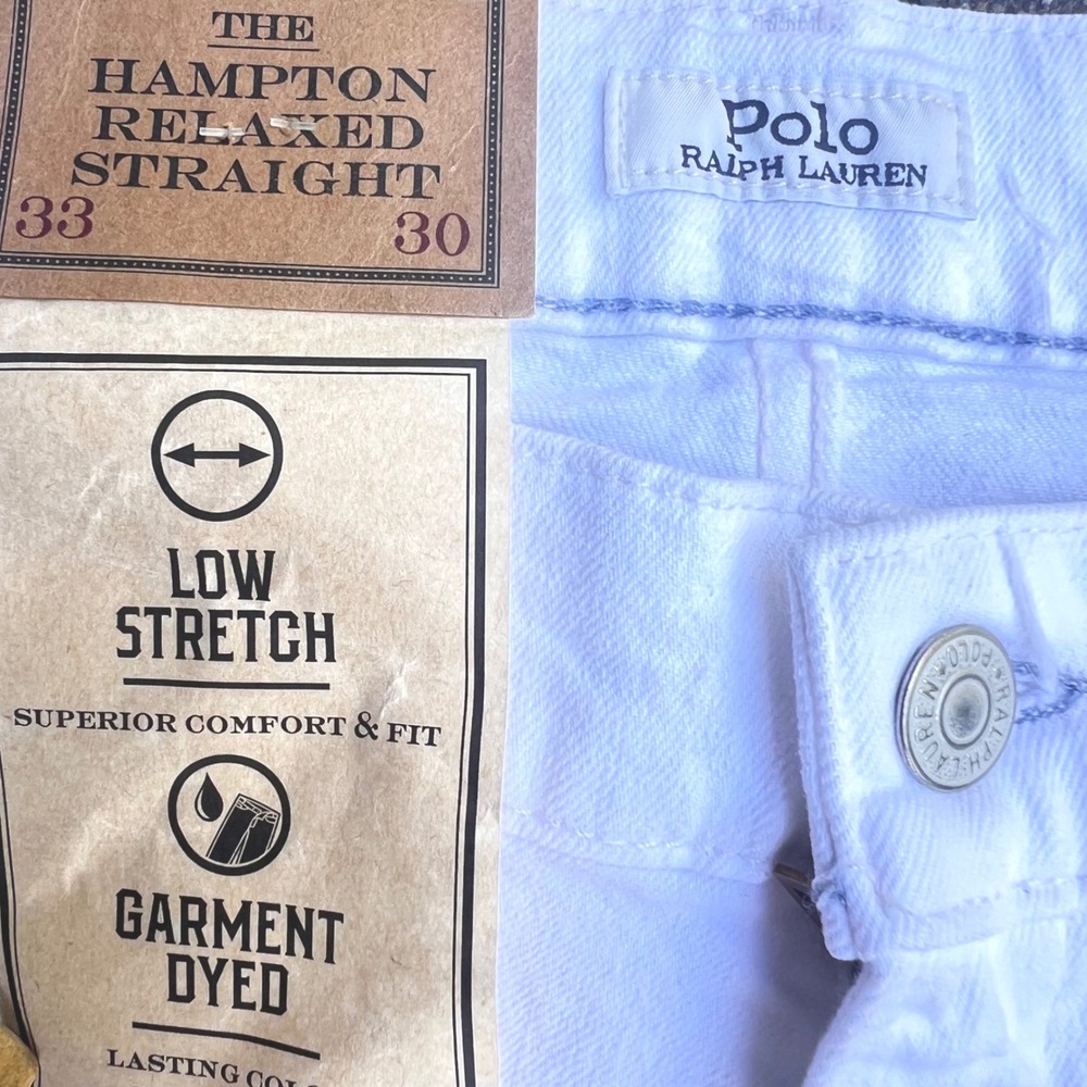 Polo Ralph Lauren Jeans Mens 33x30 White Hampton Relaxed Straight Denim Pant NEW - Picture 2 of 9